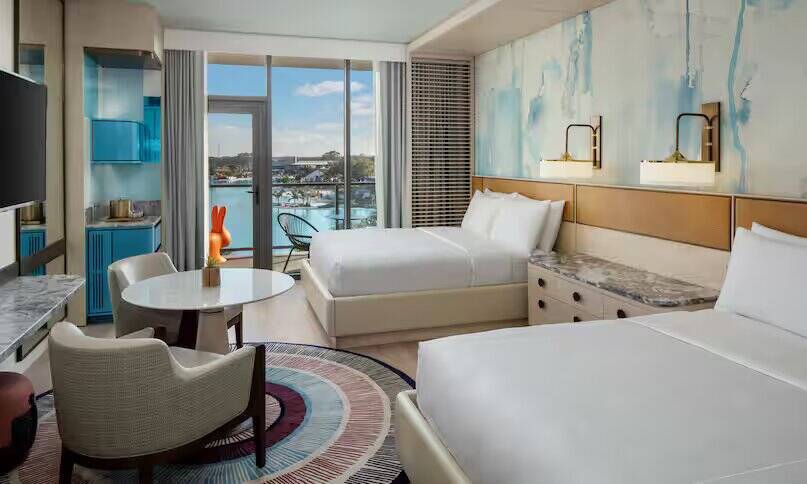 Lagoon View Two Queen Guestroom with Balcony