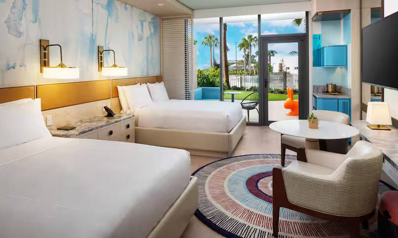 Poolside Two Queen Beds Guestroom with Patio
