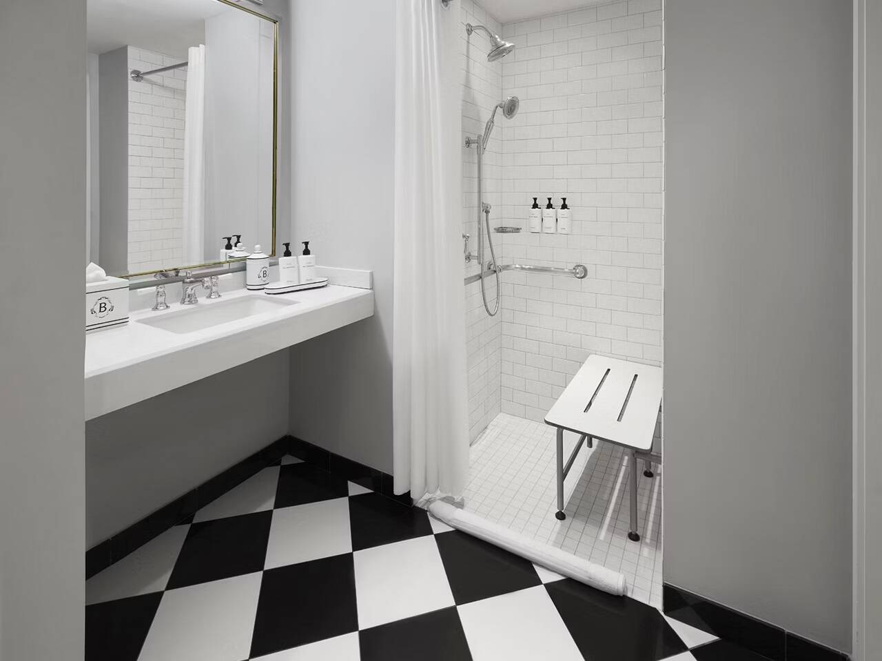 Two Double Communication Mobility Accessible Roll Shower